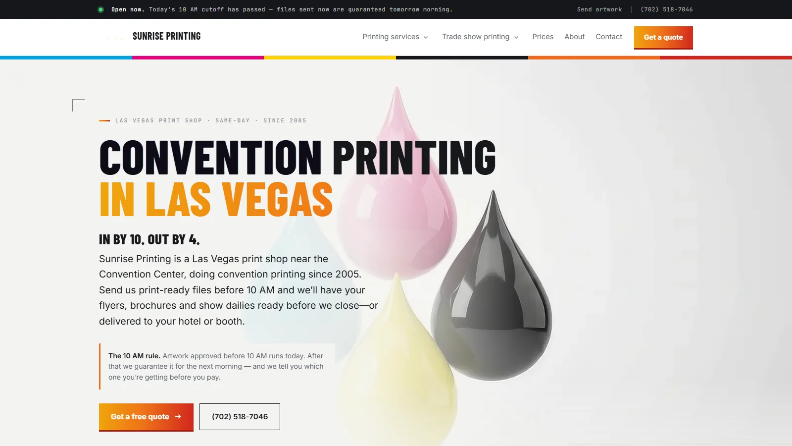 Sunrise Printing website