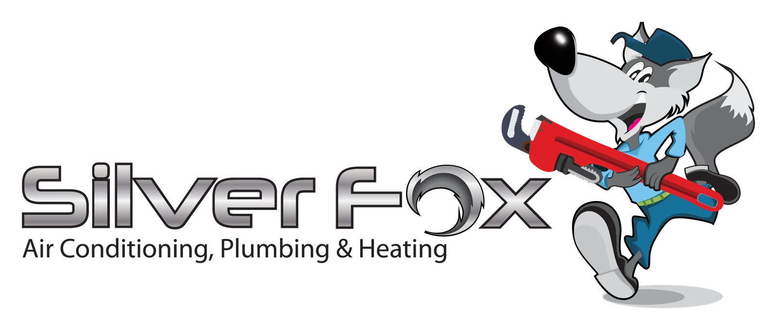 Silver Fox logo — a cartoon fox in work clothes carrying a red pipe wrench, beside a chrome-effect wordmark